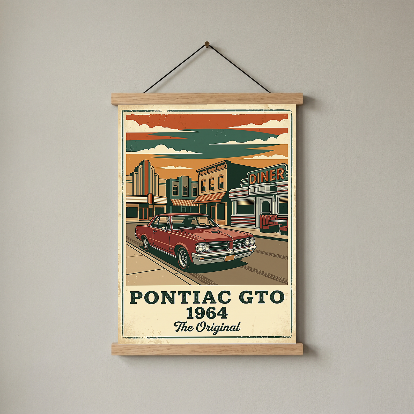 Pontiac GTO 1964 Poster — Vintage Muscle Car Diner Main Street Print