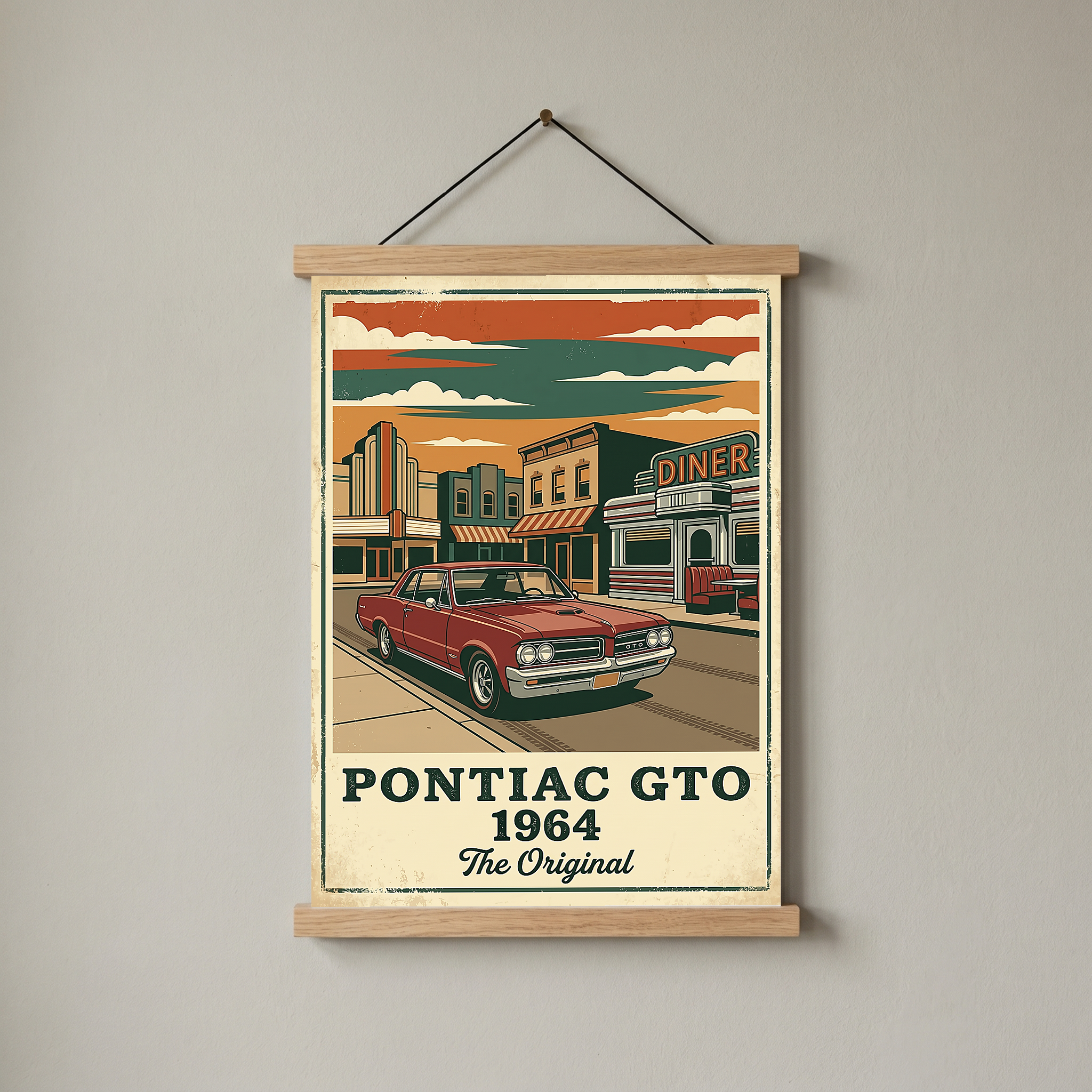 Pontiac GTO 1964 Poster — Vintage Muscle Car Diner Main Street Print