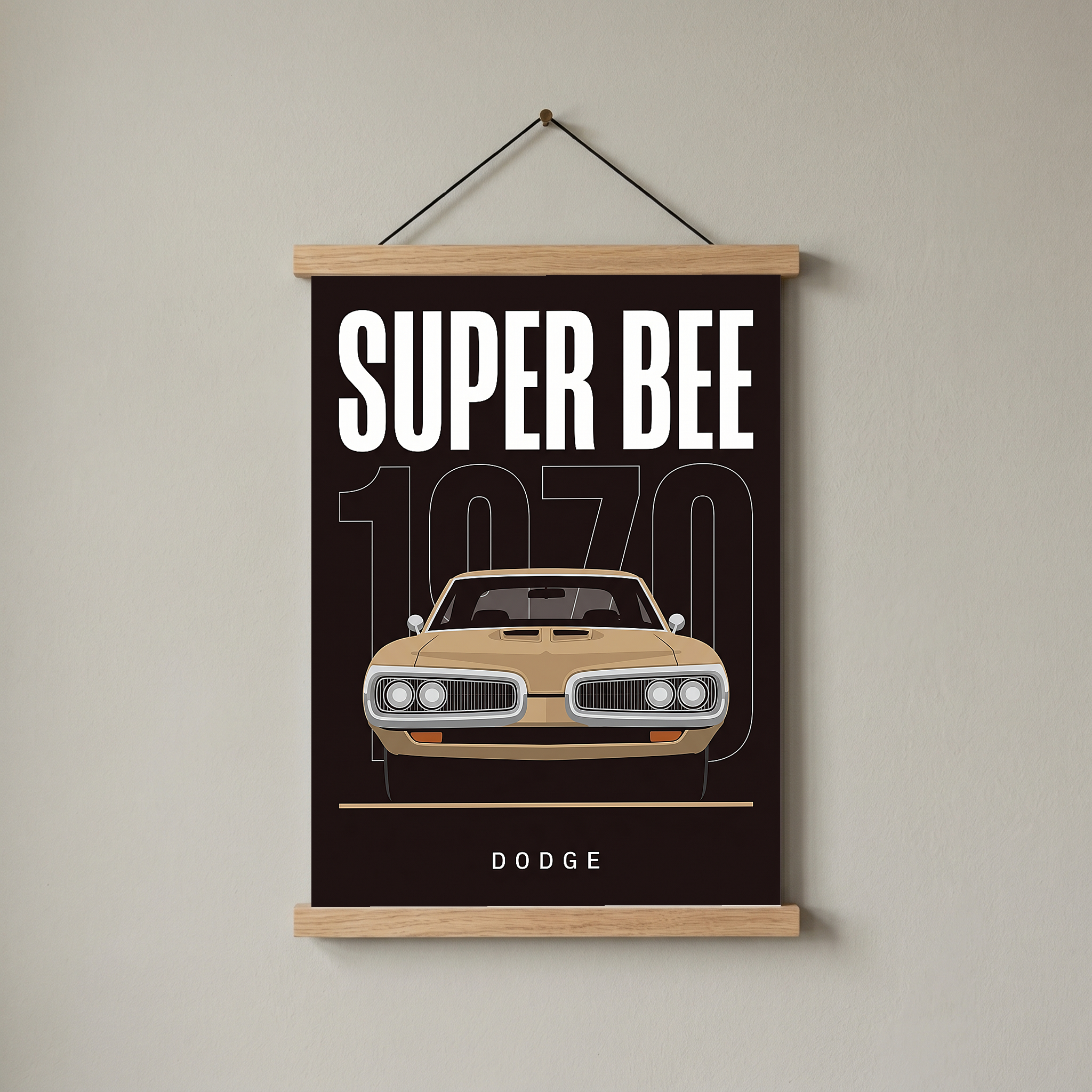Dodge Super Bee 1970 Minimalist Poster — Black Muscle Car Line Art