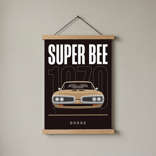 Dodge Super Bee 1970 Minimalist Poster — Black Muscle Car Line Art
