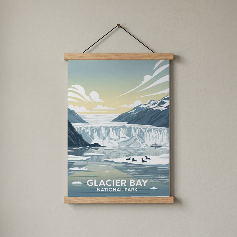 Glacier Bay National Park Poster — Vintage Alaska Tidewater Glacier Seal Print