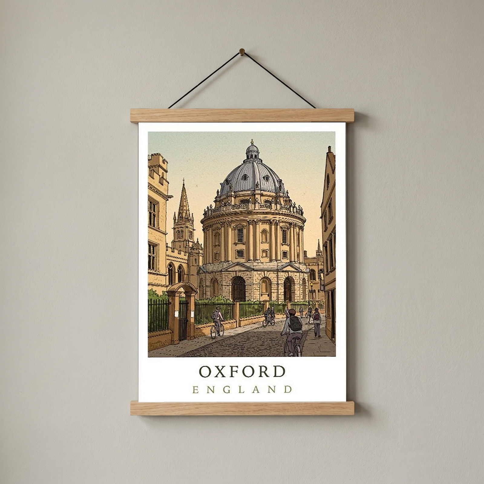 Oxford England Travel Poster — Radcliffe Camera University City Print