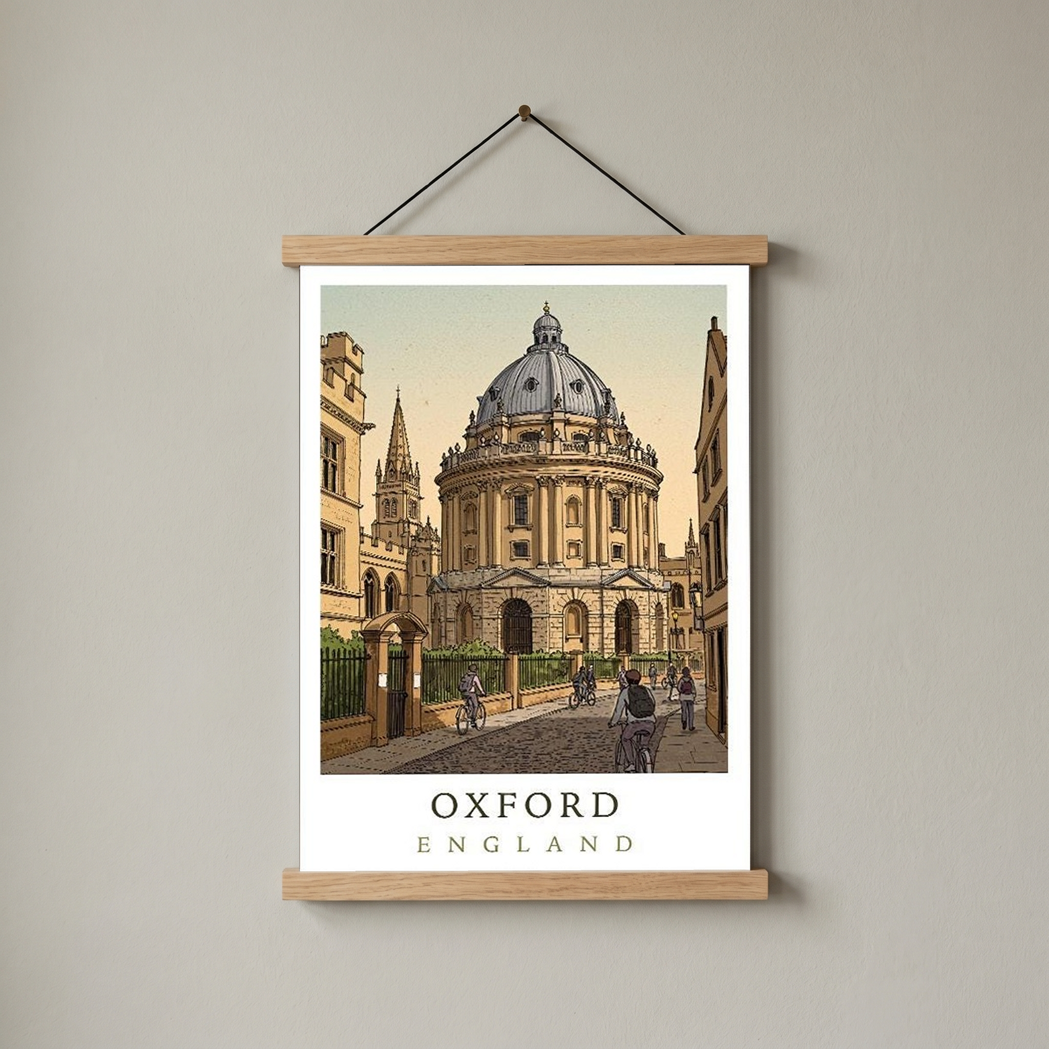 Oxford England Travel Poster — Radcliffe Camera University City Print
