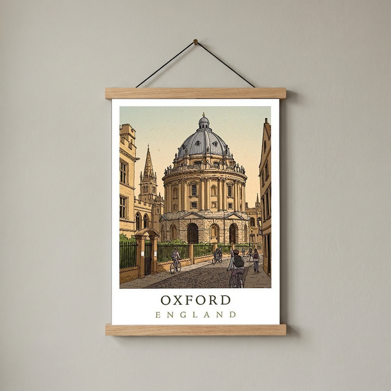 Oxford England Travel Poster — Radcliffe Camera University City Print