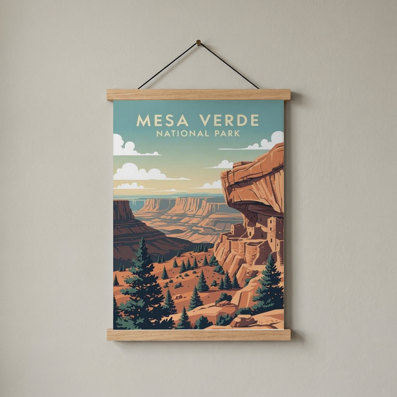 Mesa Verde National Park Poster — Vintage Colorado Cliff Dwelling Print