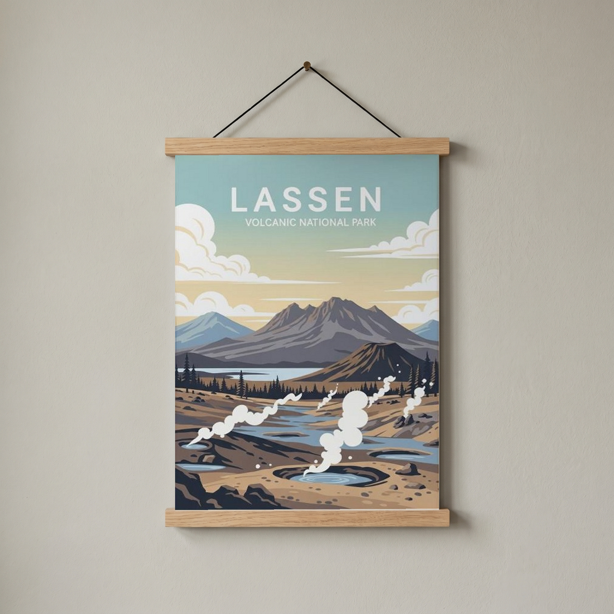 Lassen Volcanic National Park Poster — Vintage California Hydrothermal Print