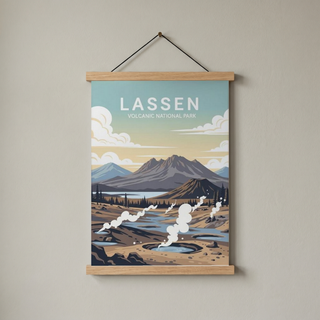 Lassen Volcanic National Park Poster — Vintage California Hydrothermal Print