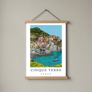 Cinque Terre Italy Travel Poster — Manarola Coastal Village Print