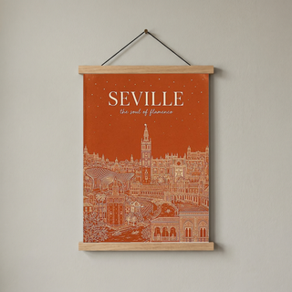 Seville Line Art Print — Terracotta Giralda Tower Plaza de España Wall Art