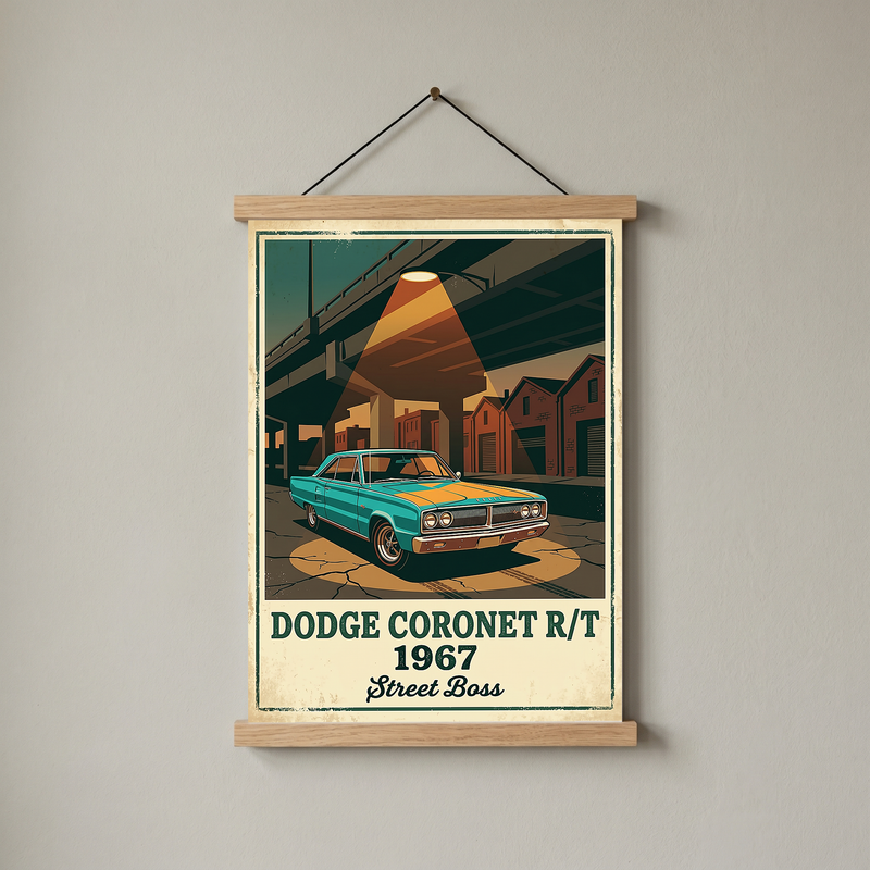 Dodge Coronet R/T 1967 Poster — Vintage Muscle Car Urban Underpass Print