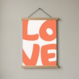 LOVE Poster — Bold Minimalist Typography Orange Wall Art Print