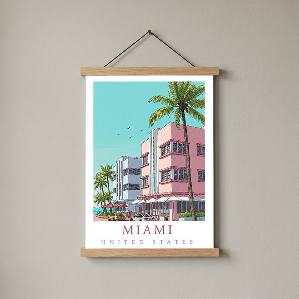 Miami Florida — Art Deco Ocean Drive Wall Art Print