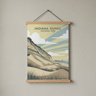 Indiana Dunes National Park Poster — Vintage Lake Michigan Lighthouse Print