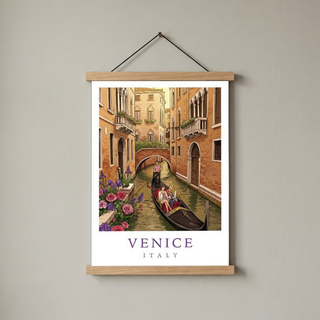 Venice Italy Travel Poster — Gondola Canal Romantic Wall Art Print