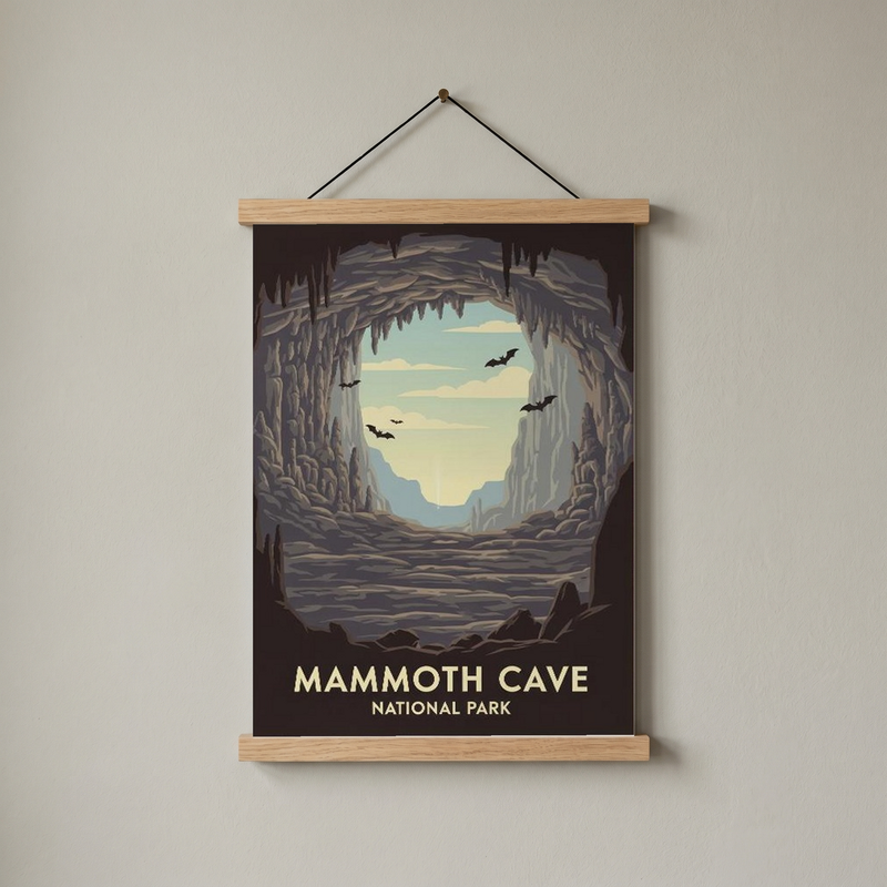 Mammoth Cave National Park Poster — Vintage Kentucky Cave Bat Print