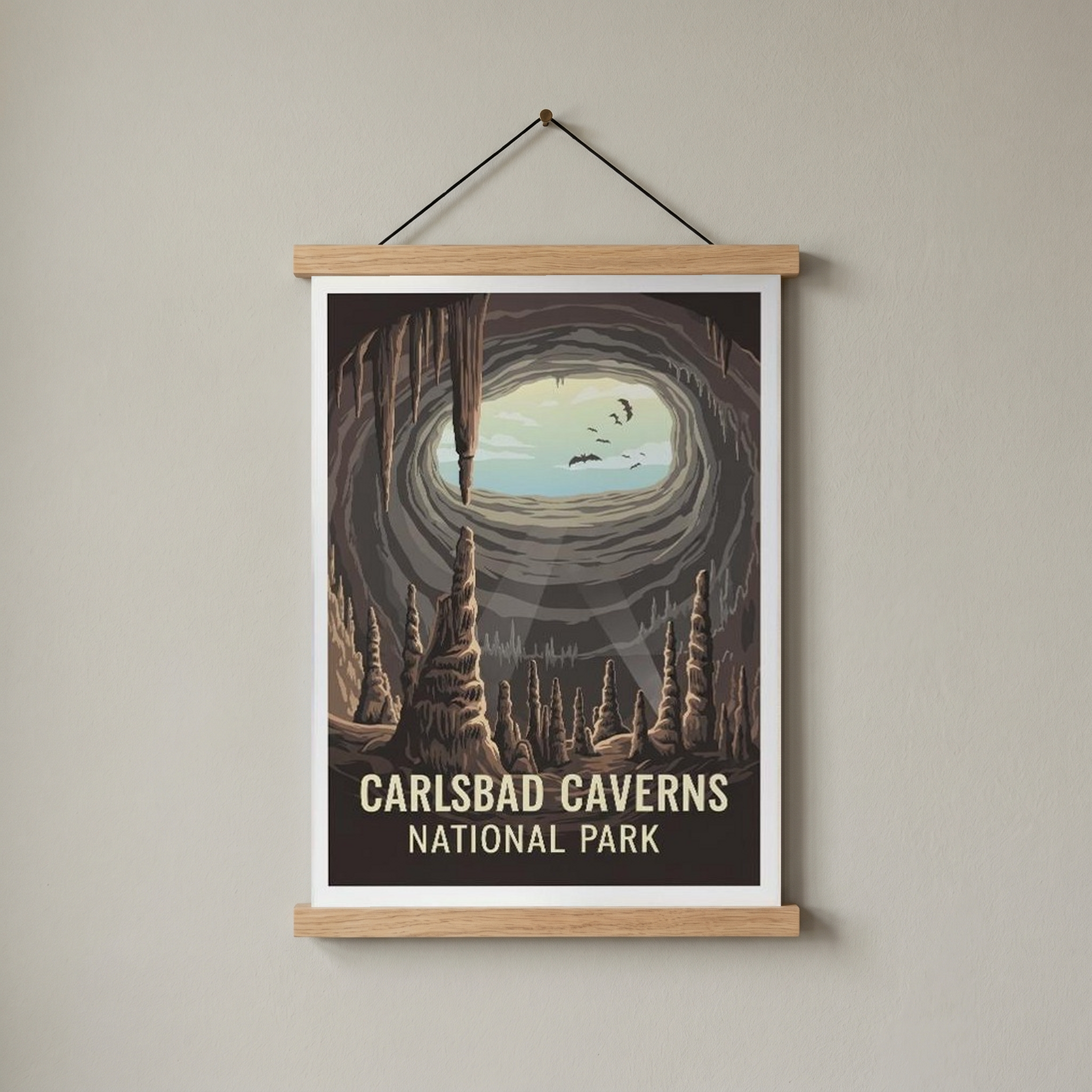 Carlsbad Caverns National Park Poster — Vintage New Mexico Bat Cave Print