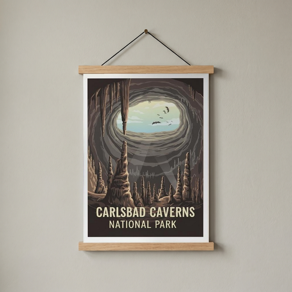 Carlsbad Caverns National Park Poster — Vintage New Mexico Bat Cave Print