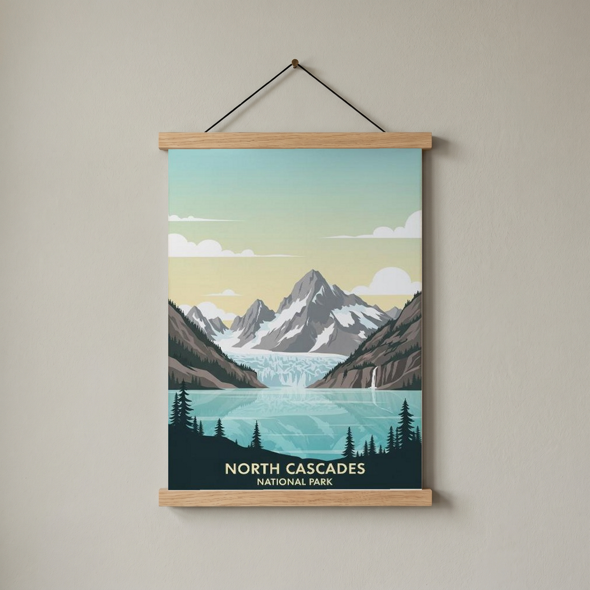 North Cascades National Park Poster — Vintage Washington Glacier Alpine Lake Print