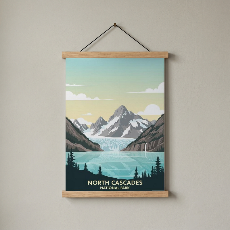 North Cascades National Park Poster — Vintage Washington Glacier Alpine Lake Print