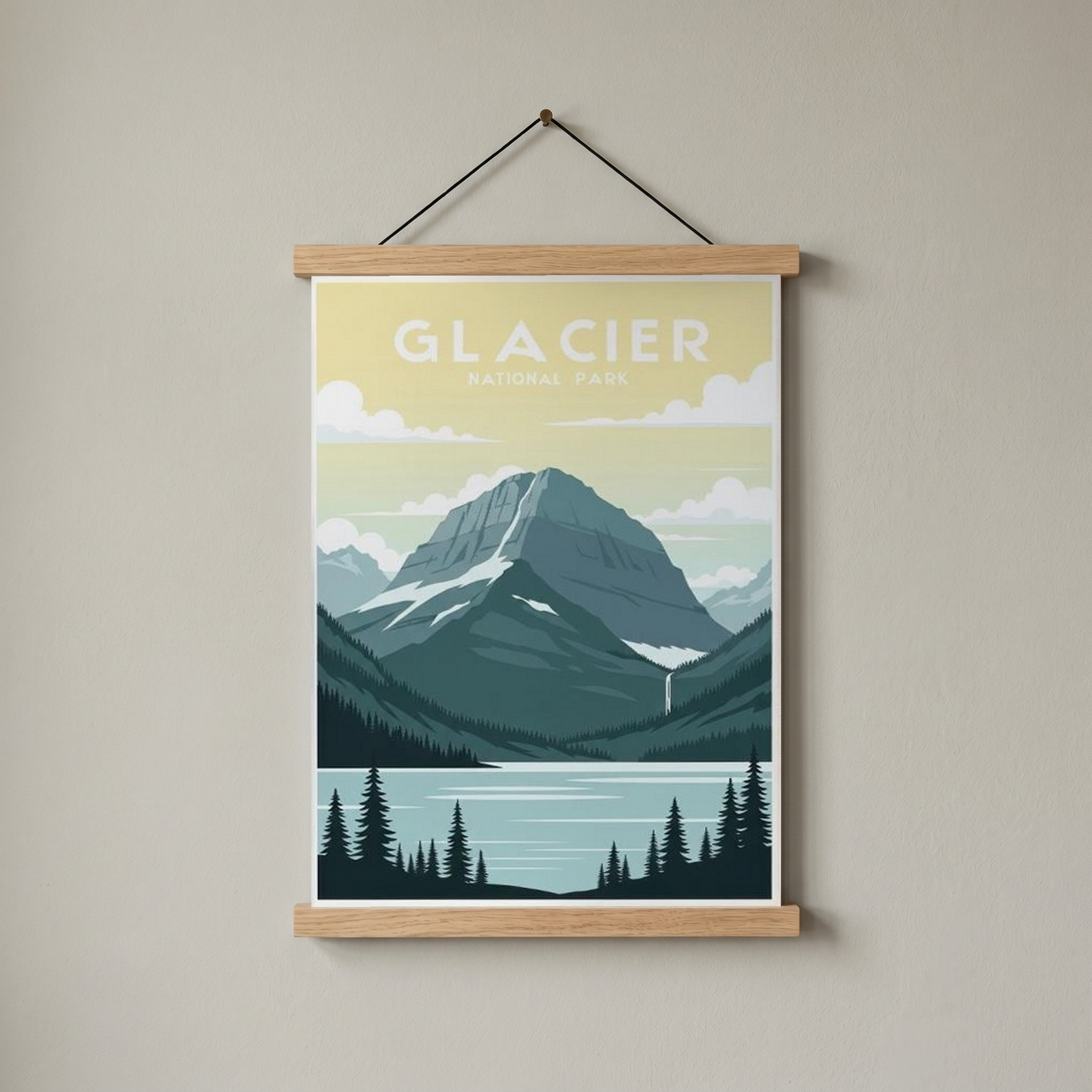 Glacier National Park Poster — Vintage Montana Rocky Mountain Lake Print