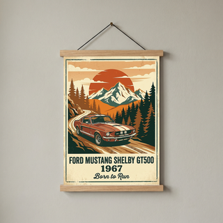 Ford Mustang Shelby GT500 1967 Poster — Vintage Muscle Car Mountain Pine Print