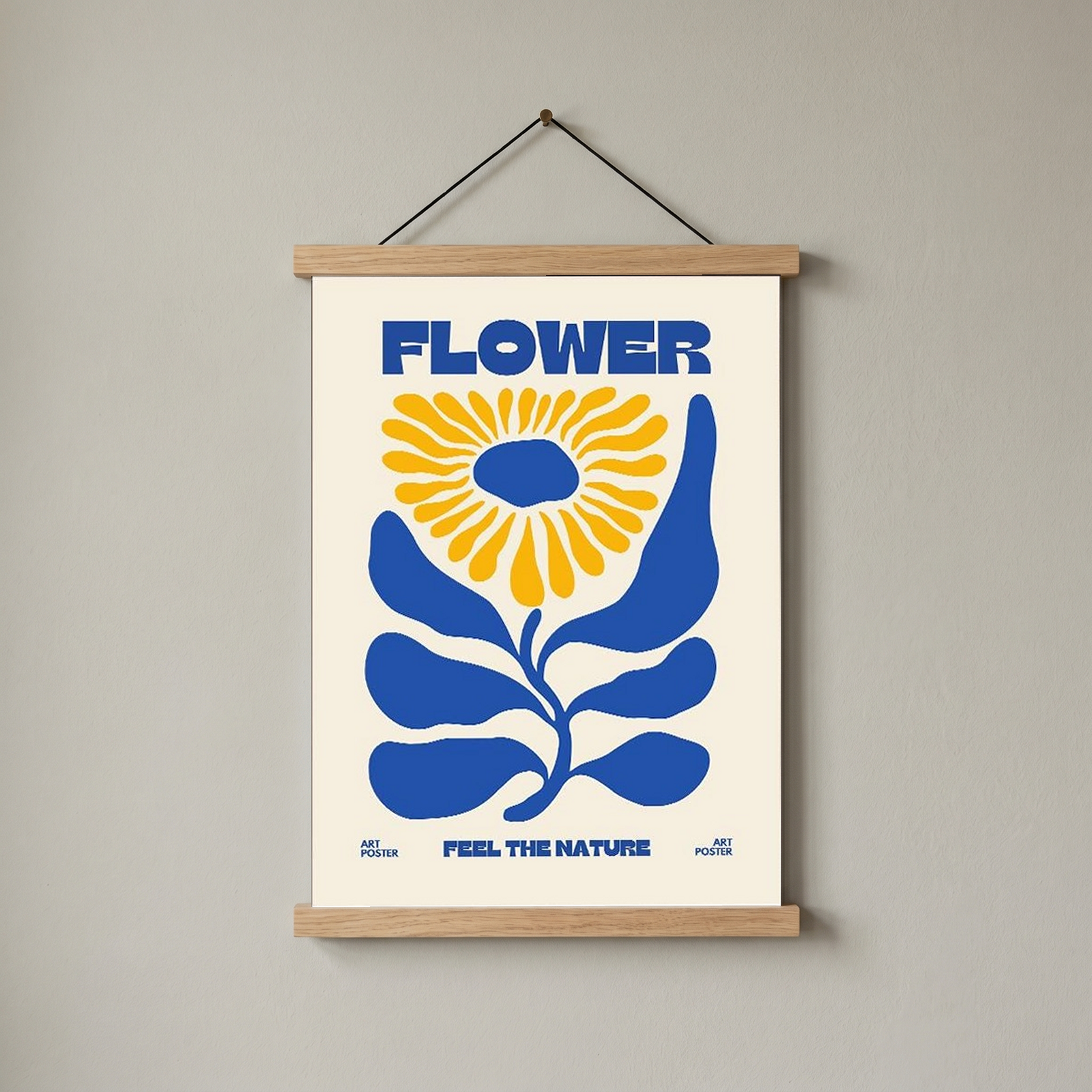 FLOWER Feel the Nature Poster — Mid-Century Botanical Cut-Out Print
