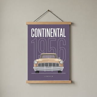 Lincoln Continental 1956 Minimalist Poster — Purple Classic Car Line Art