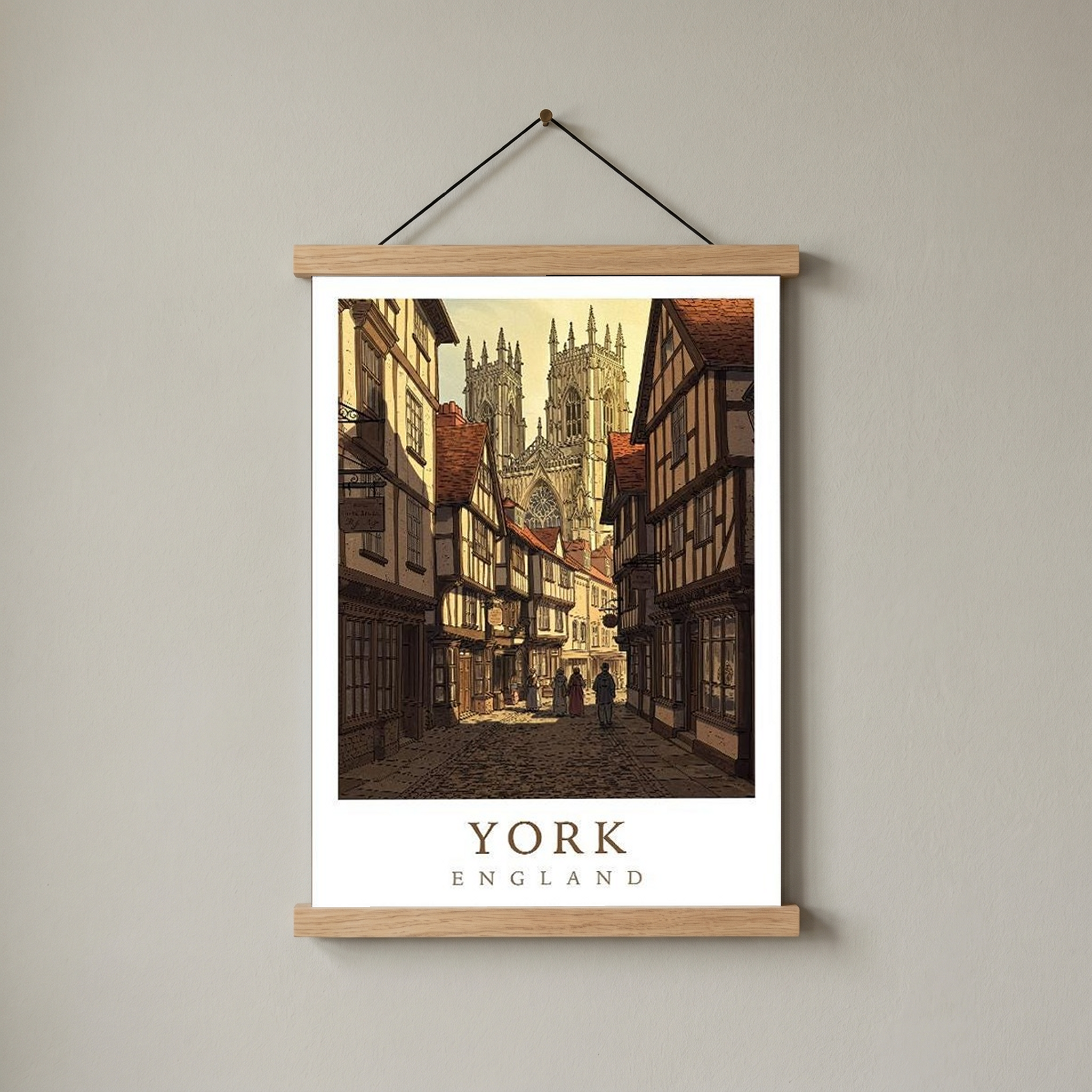 York England Travel Poster — Shambles Medieval City York Minster Print