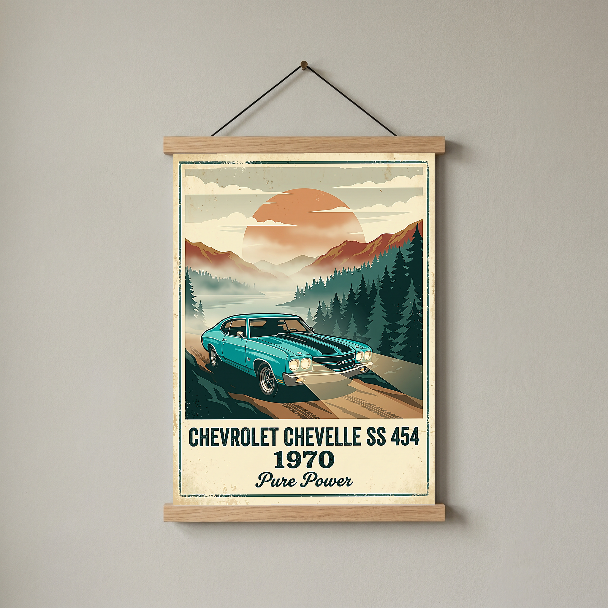 Chevrolet Chevelle SS 454 1970 V6 Aqua Edition — Vintage Muscle Misty Mountain Print