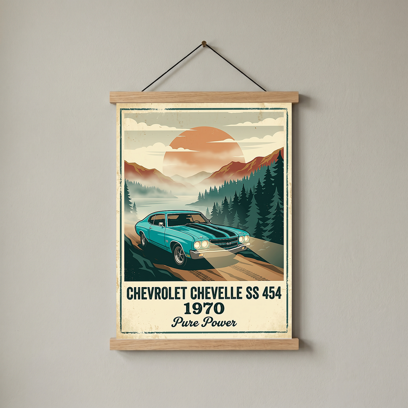 Chevrolet Chevelle SS 454 1970 V6 Aqua Edition — Vintage Muscle Misty Mountain Print
