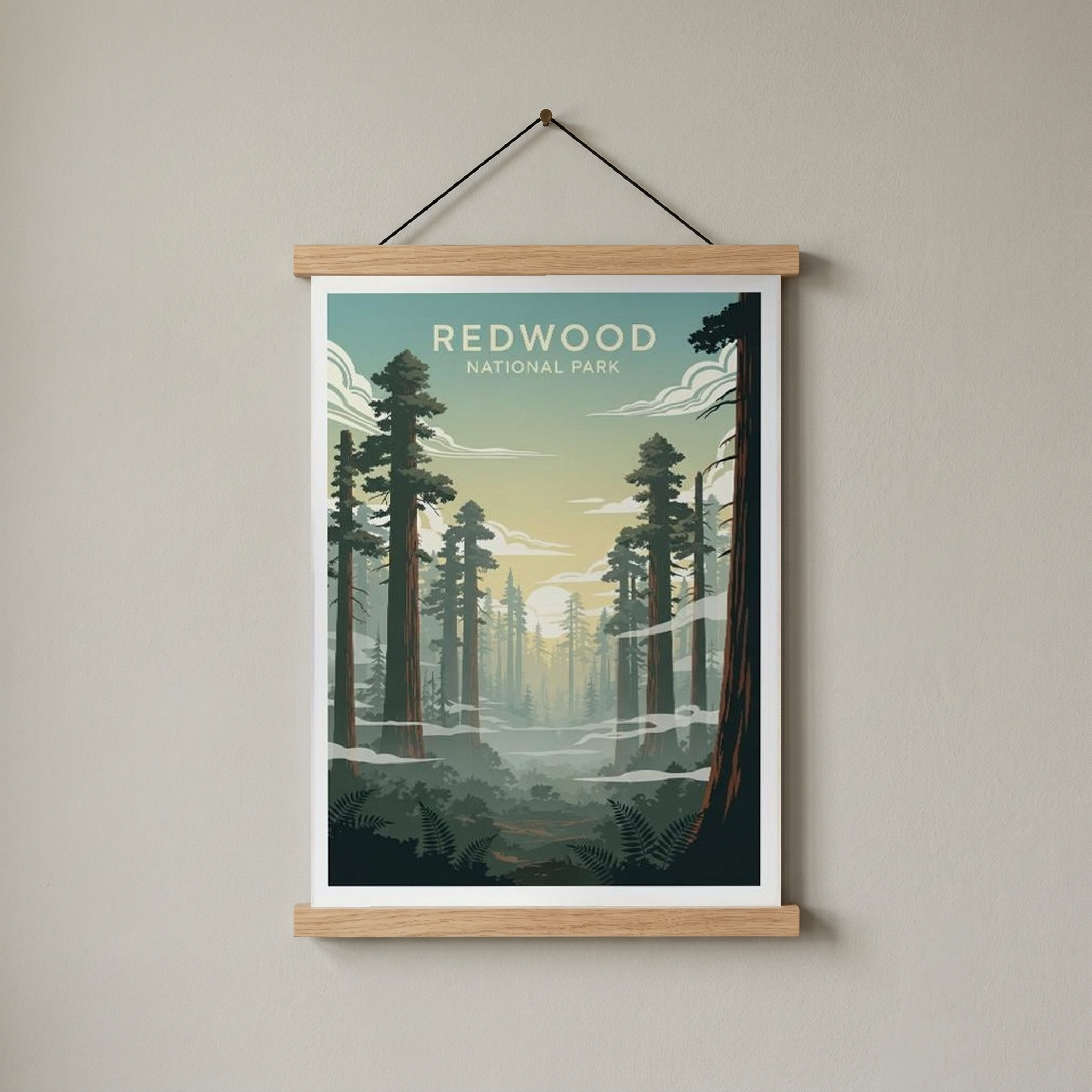 Redwood National Park Poster — Vintage California Towering Forest Print