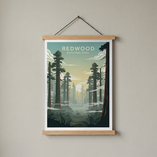 Redwood National Park Poster — Vintage California Towering Forest Print
