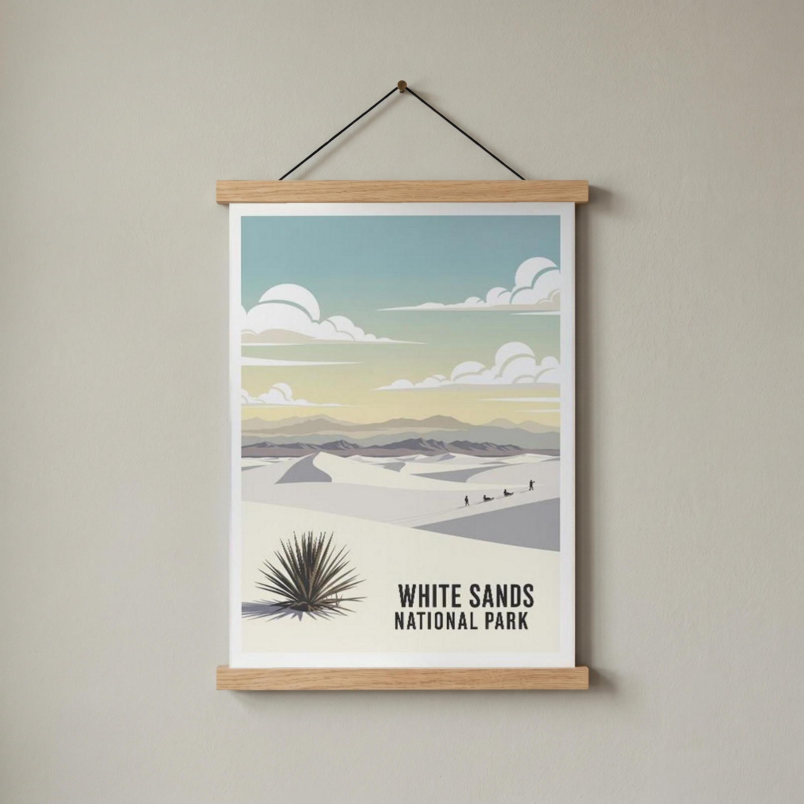 White Sands National Park Poster — Vintage New Mexico Gypsum Dunes Sledding Print