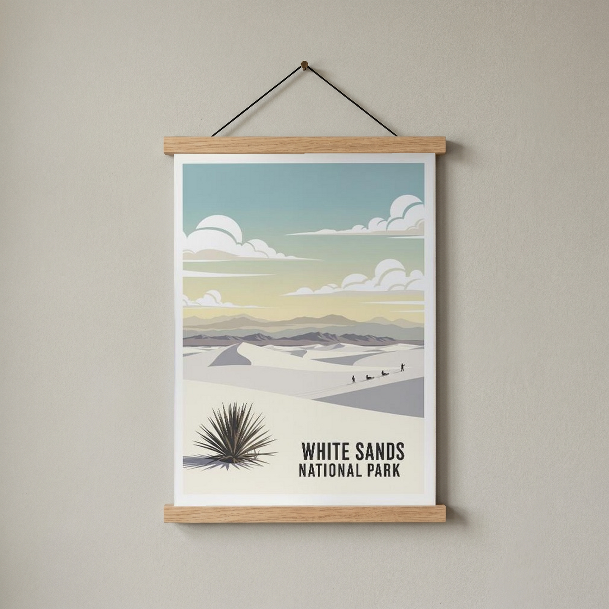 White Sands National Park Poster — Vintage New Mexico Gypsum Dunes Sledding Print