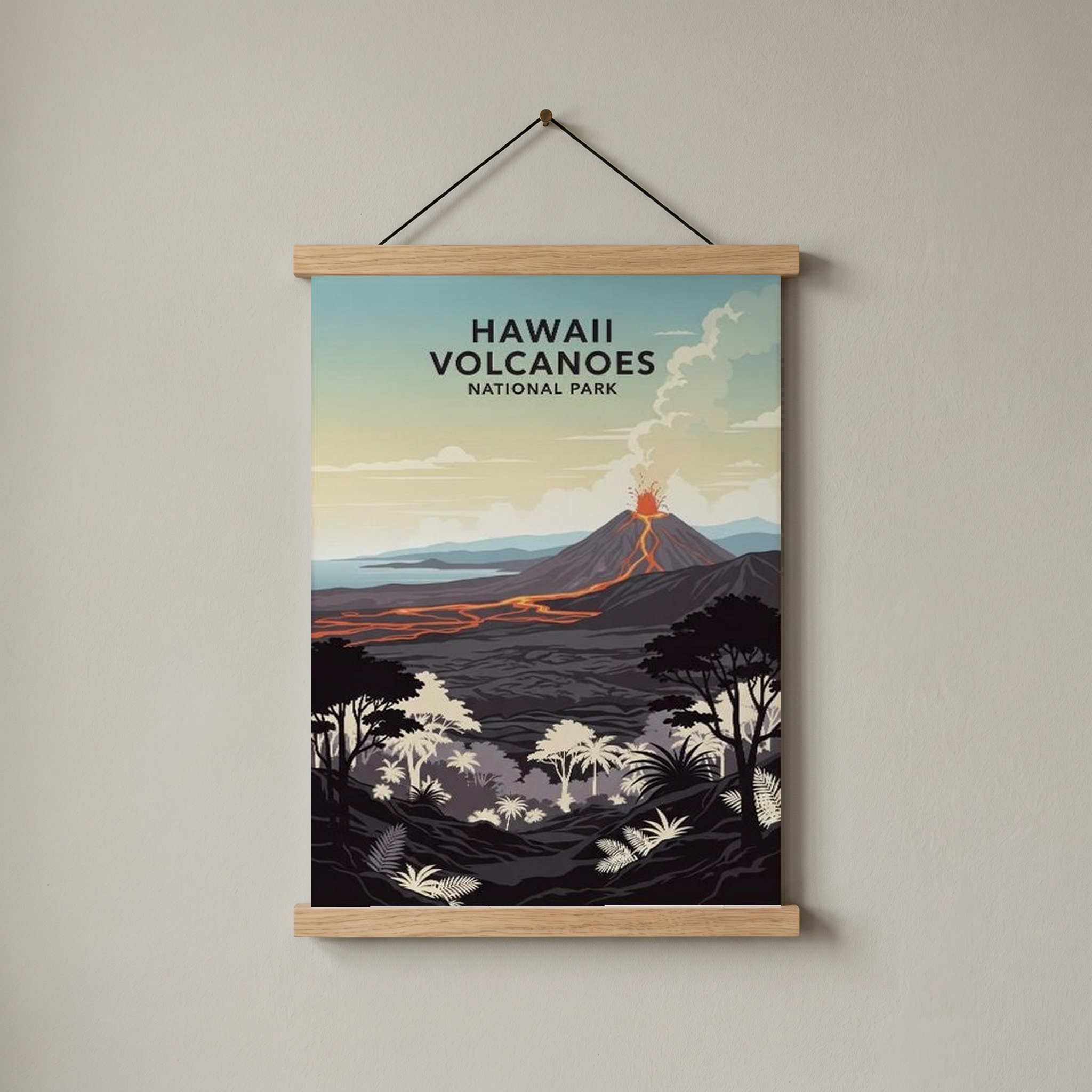 Hawaii Volcanoes National Park Poster — Vintage Kilauea Lava Tropical Print