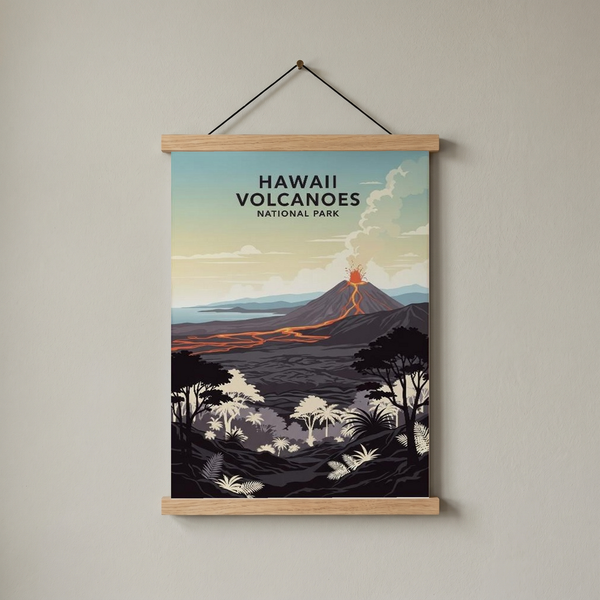 Hawaii Volcanoes National Park Poster — Vintage Kilauea Lava Tropical Print