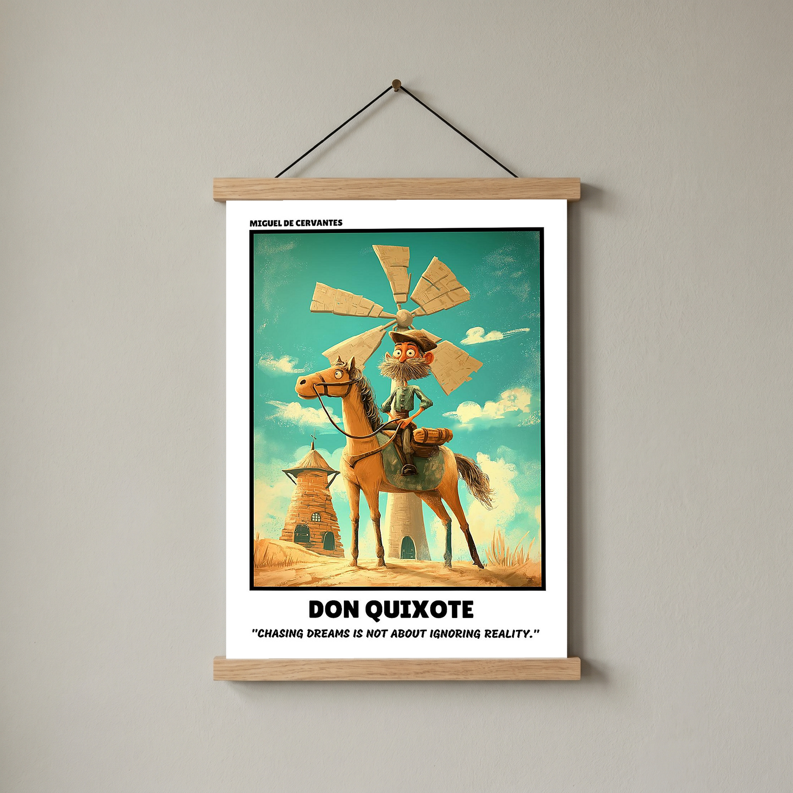 Don Quixote Poster - Chasing Dreams Literary Quote Wall Art Print