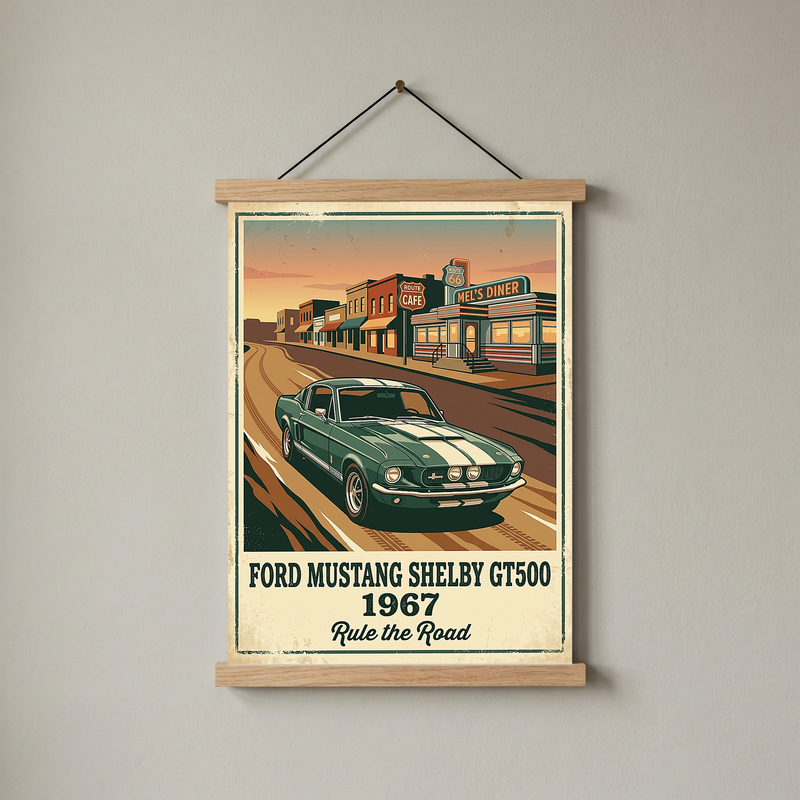 Ford Mustang Shelby GT500 1967 V3 Poster — Route 66 Vintage Diner Print