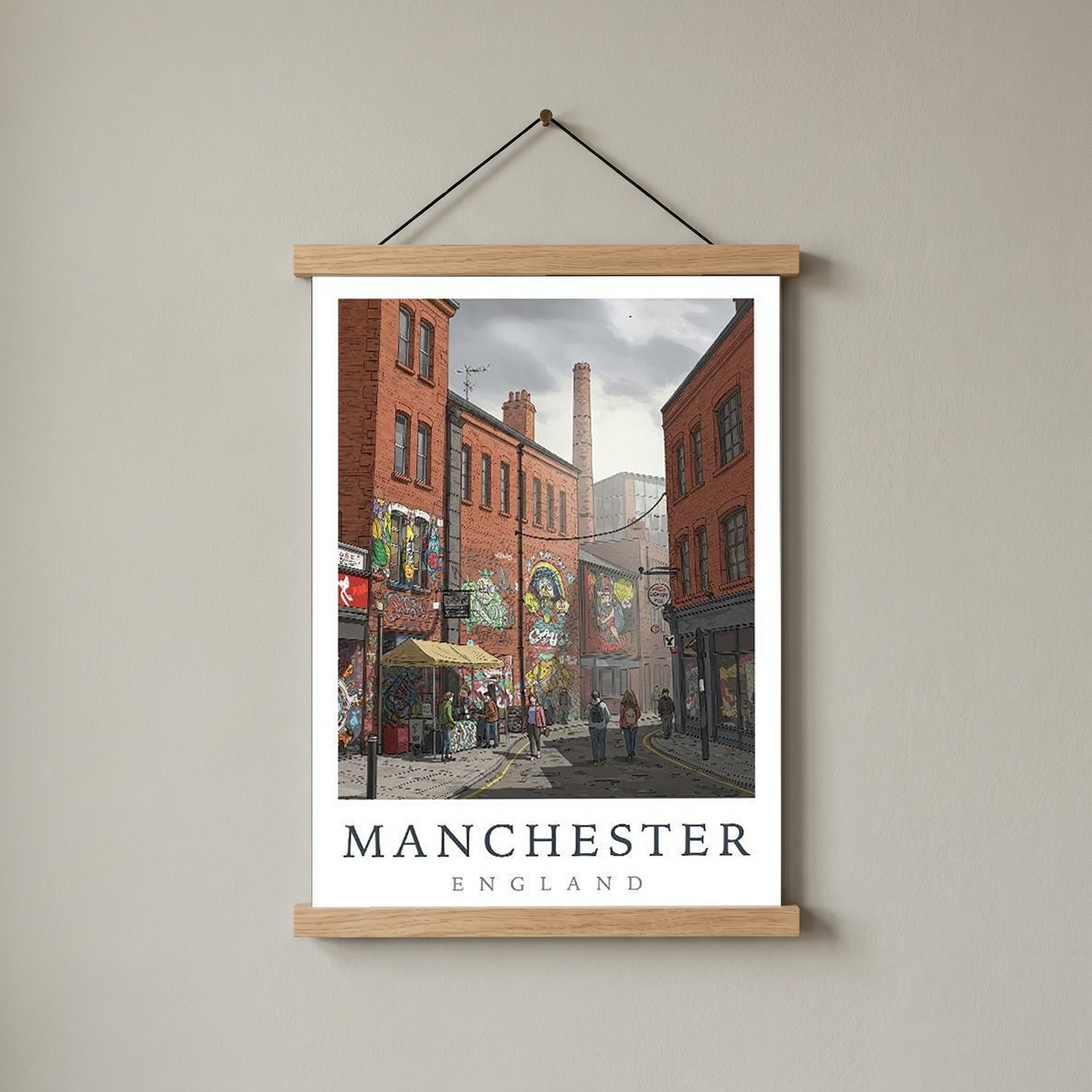 Manchester England Travel Poster — Northern Quarter Street Art Print