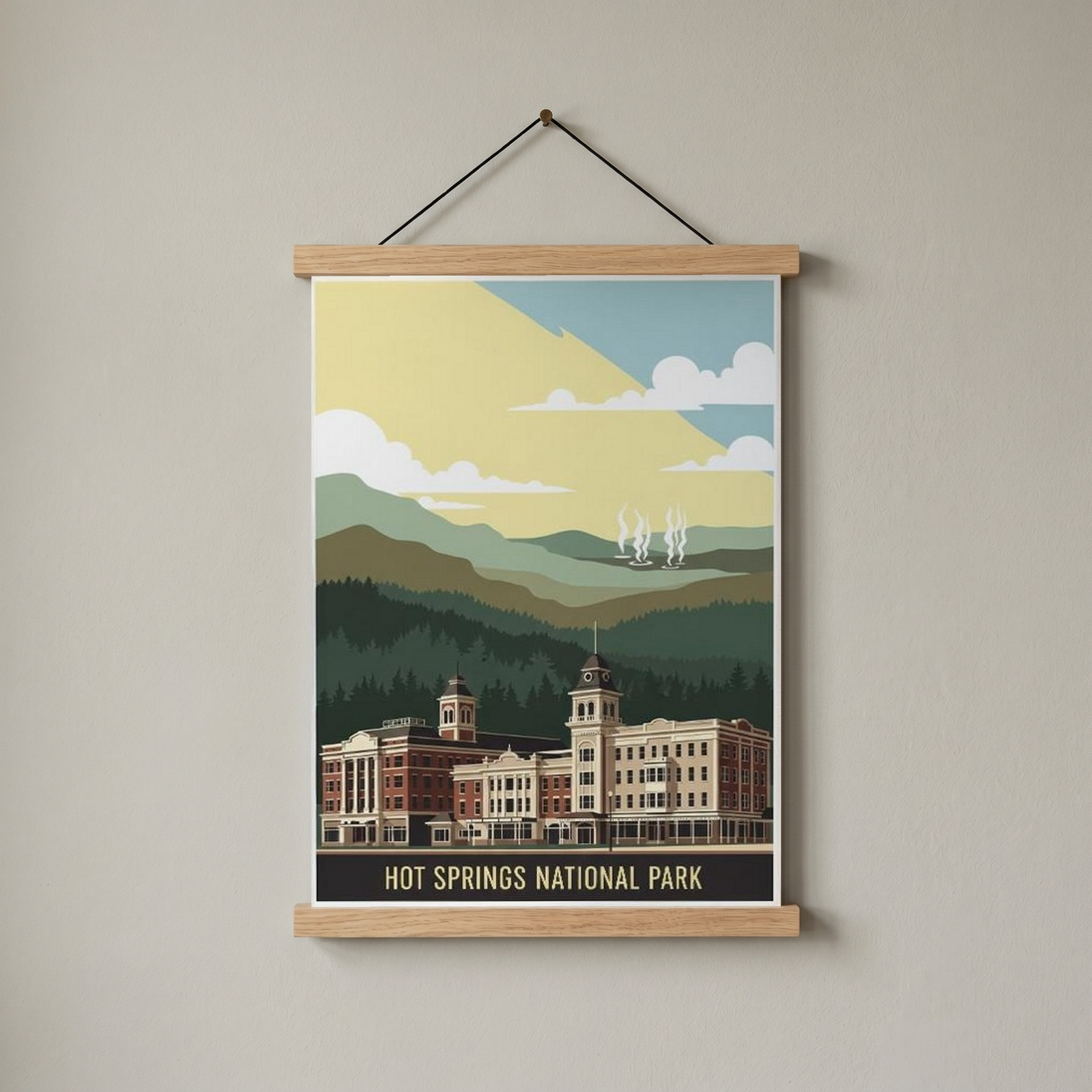 Hot Springs National Park Poster — Vintage Arkansas Bathhouse Row Print