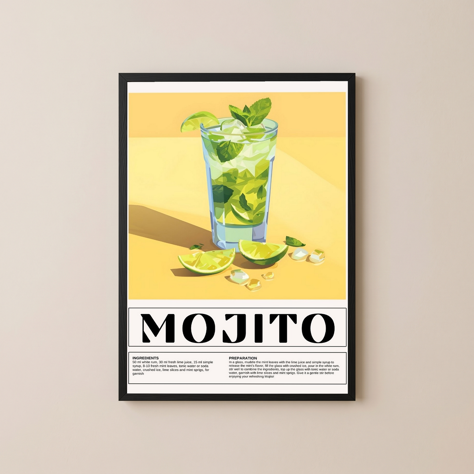 The Mojito Wall Art Print — Classic Cuban Rum Cocktail Poster