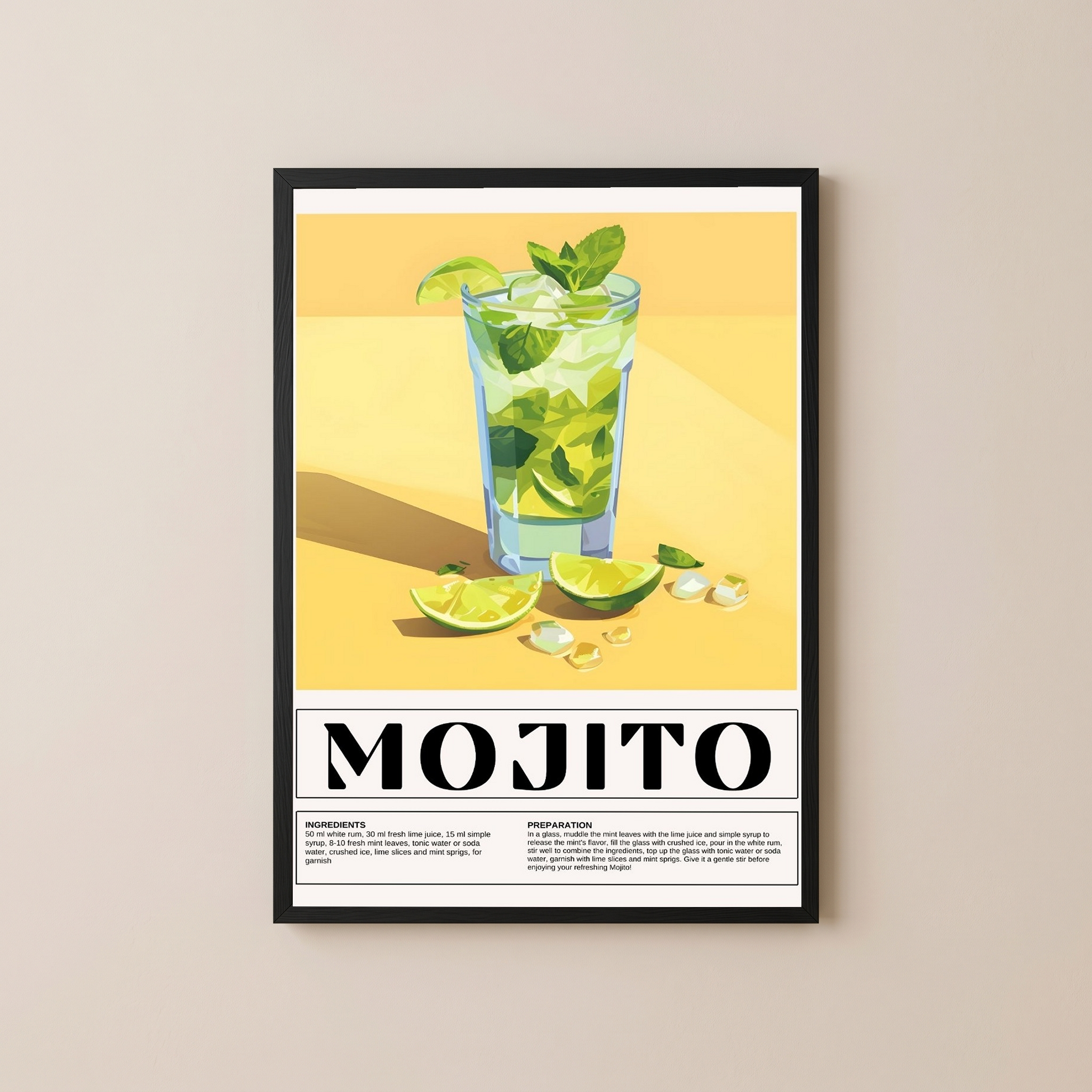 The Mojito Wall Art Print — Classic Cuban Rum Cocktail Poster