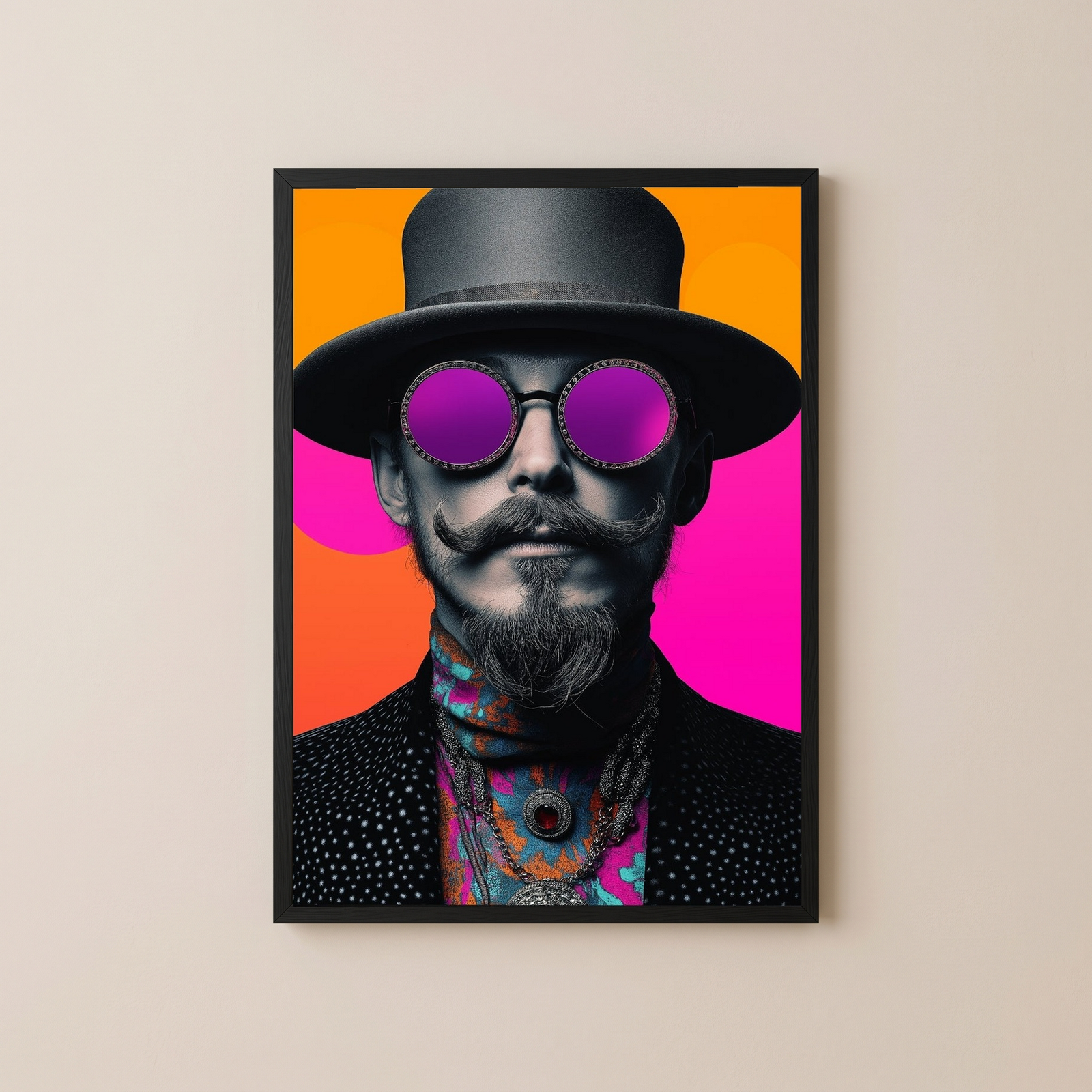 Neon Mystique Wall Art Print — Mysterious Pop Portrait Poster