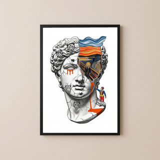 The Scream David — Surreal Renaissance Bust Wall Art Print