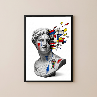 Mondrian Explosion — Surreal Venus Bust Wall Art Print