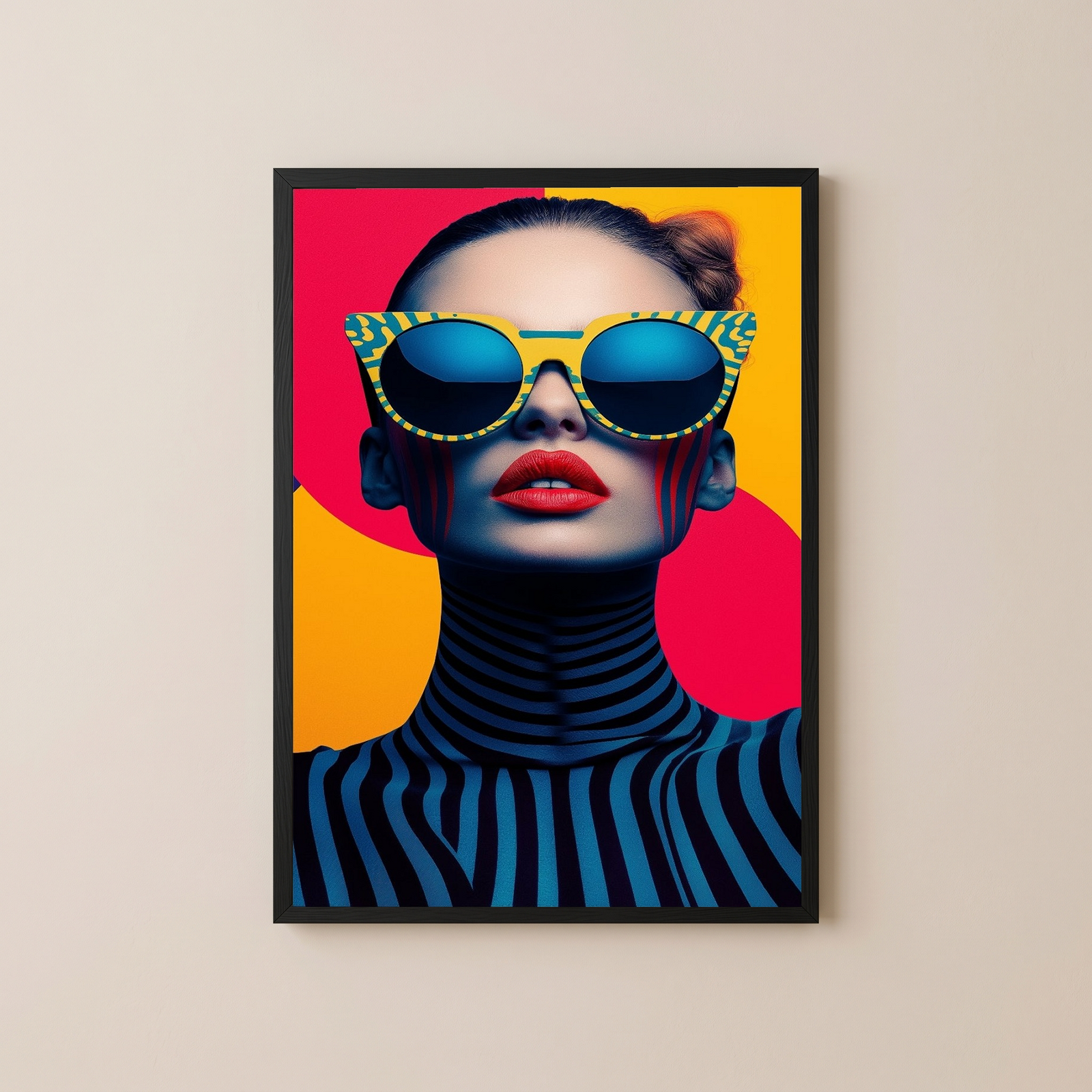 Electric Elegance Wall Art Print — Bold Pop Portrait Poster