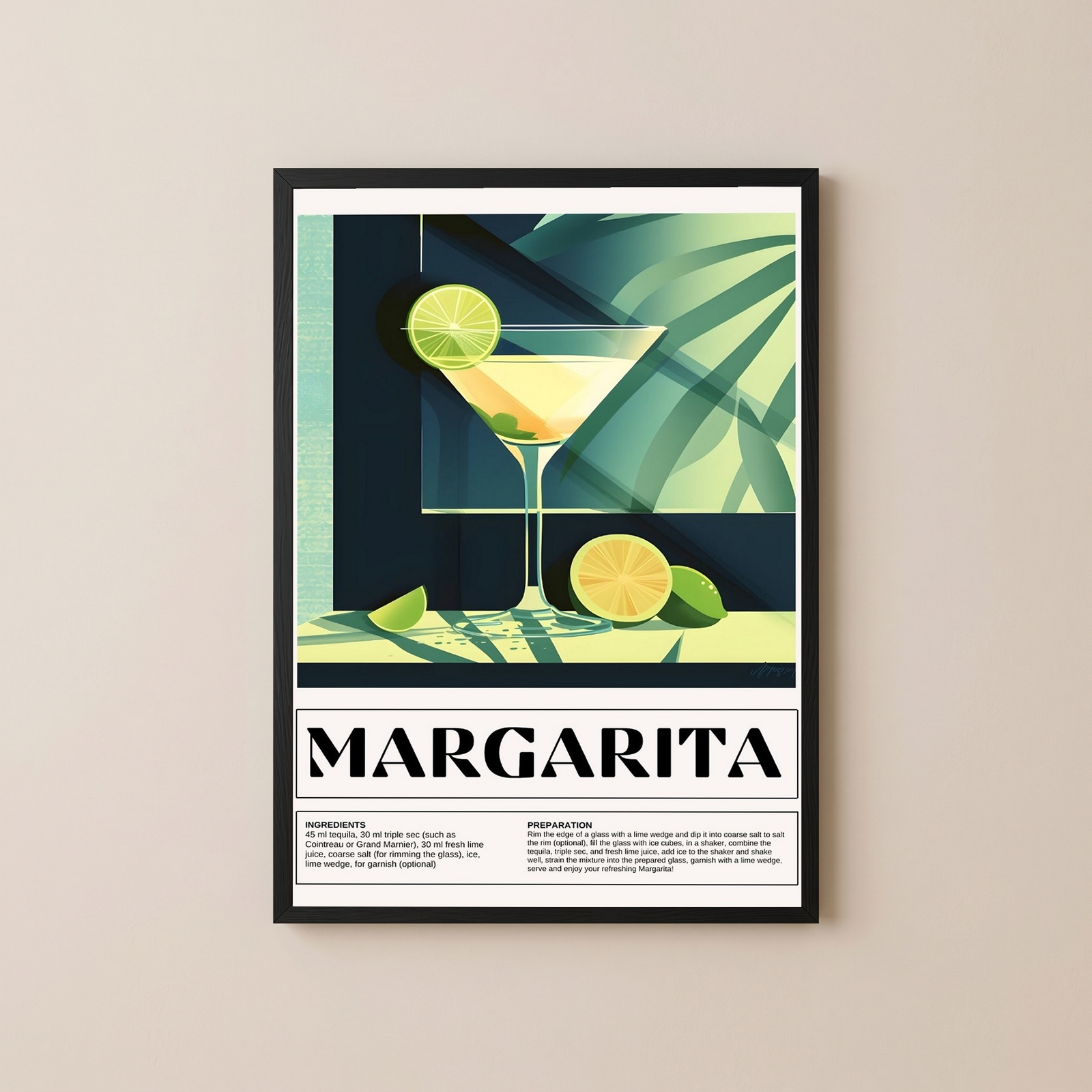 Margarita Wall Art Print — Classic Tequila Cocktail Poster