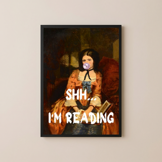 She is Reading Wall Art Print — Book Lover Feminine Quote Poster