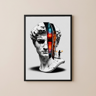 Neon Noir — Surreal David Bust Wall Art Print