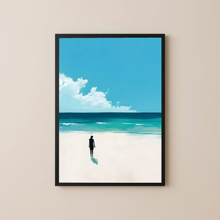 Waves Alone Wall Art Print — Peaceful Ocean Solitude Poster
